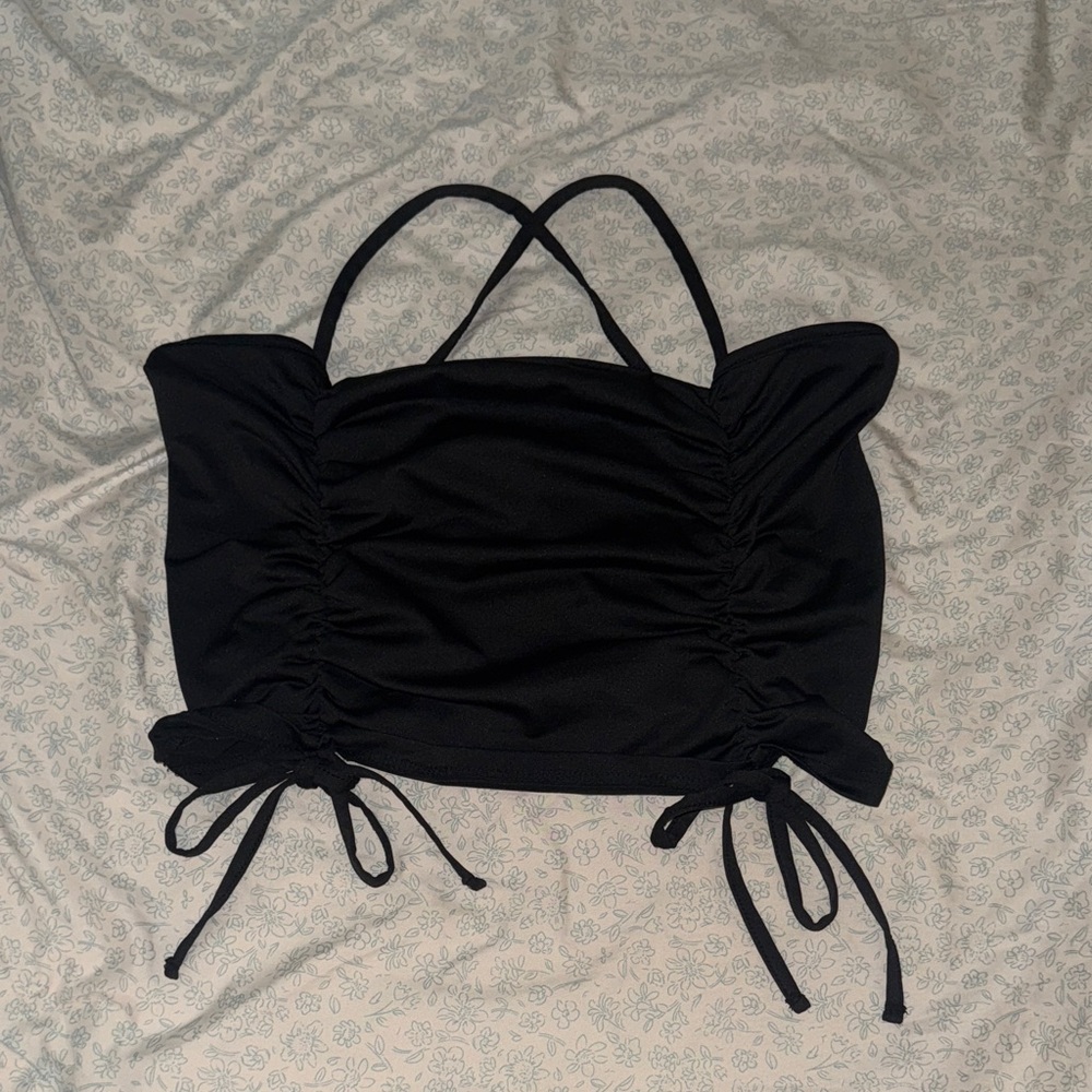 SHEIN Black Ruched Tie Tank Top